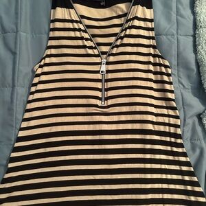 Cable & Gauge Black and Cream Striped Tank Top